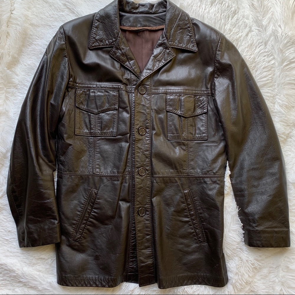 Brown Leather Coat Missing Insert Size Medium
